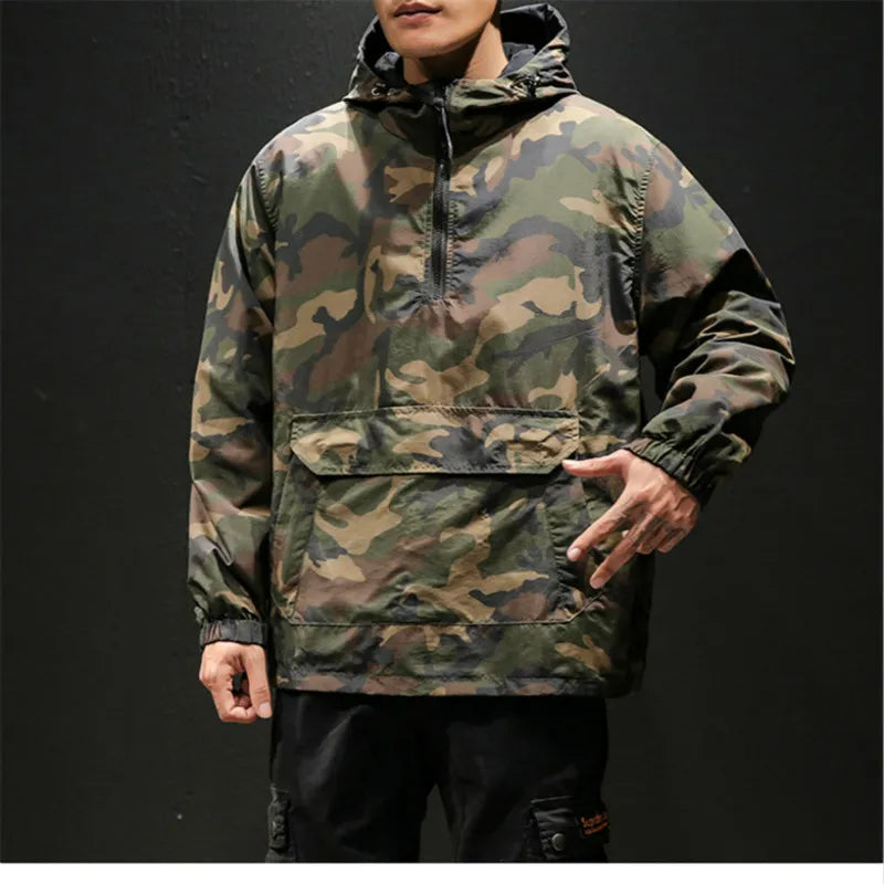 Mens Camo Tactical Military Casual Double Sided Jacket
