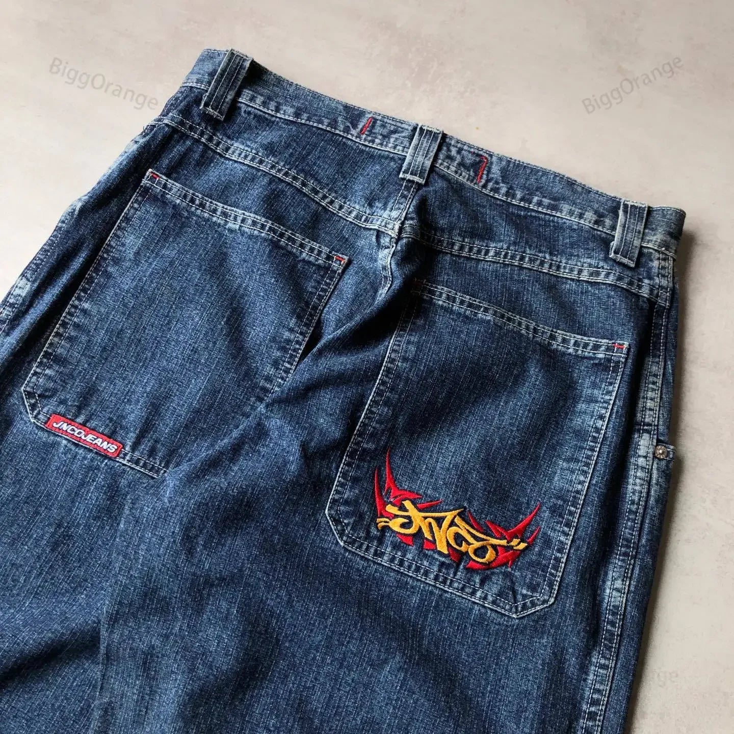 Loose Jeans JNCO Hip Hop Rock Embroidery Pattern Men Women 2023 New Fashion Streetwear Retro Harajuku High Waist Wide Leg Jeans